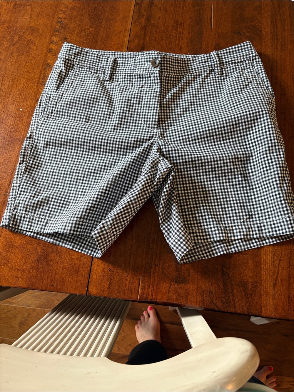 Talbots Black and White Gingham Flat-Front Shorts